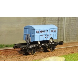 Ree modeles WB648 Wagon UFR Mono-Porteur noir, roues pleines + Remorque Fourgon TRANSPORTS PAVESI Ree Modeles WB-648 - 1