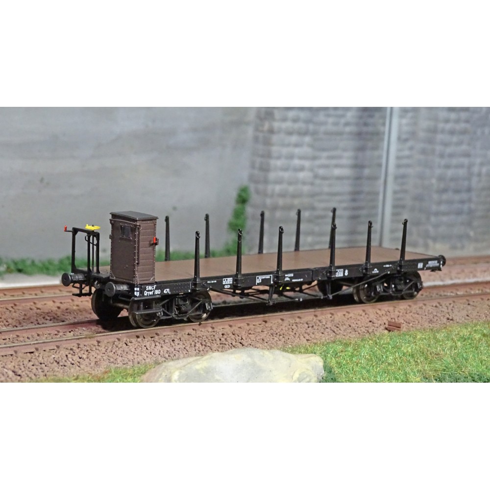 Ree modeles WB546 Wagon Plat TP, ranchers longs et guérite, bogies, SNCF Ree Modeles WB-546 - 1