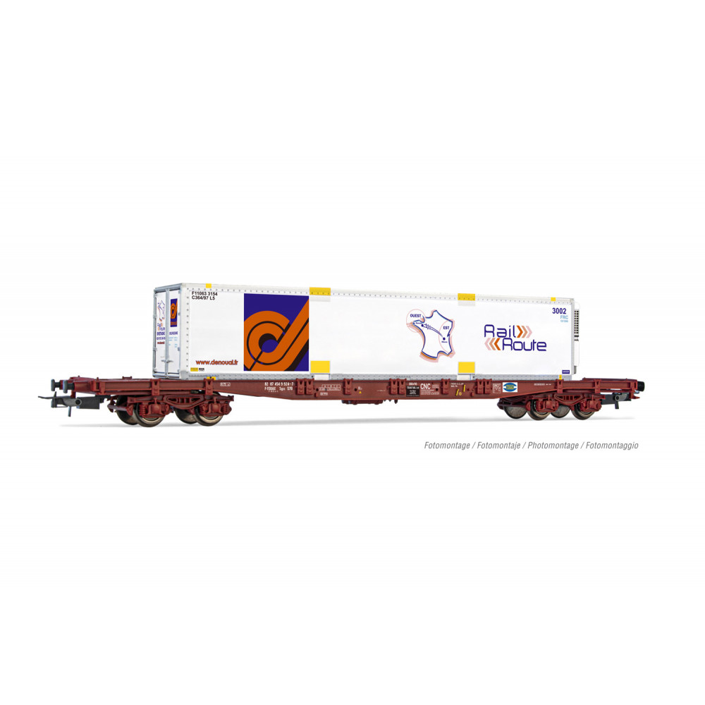 Jouef HJ6243 Wagon porte-conteneurs à bogies, TOUAX, S70, avec caisse mobile Rail Route Jouef HJ6243 - 1