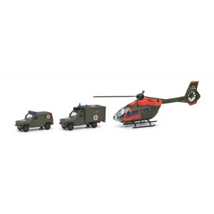 Schuco 452636500 Coffret militaire infirmerie, 2 voitures secours et un hélicoptère H145 Schuco Schuco_452636500 - 1