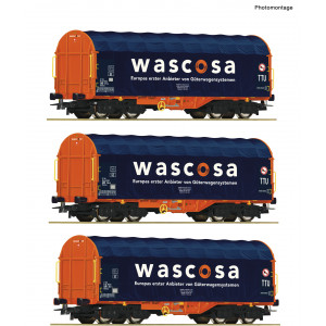 Roco 76009 Set de 3 wagons à bâche coulissante type Shimmns, Wascosa Roco Roco_76009 - 4