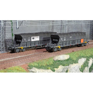 Jouef HJ6210 Set de 2 wagons trémies à bogies EF60, transport charbon, livrés EDF