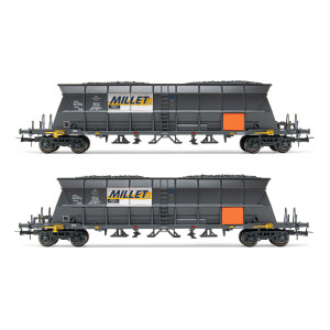Jouef HJ6209 Set de 2 wagons trémis à bogies EF60, transport charbon, livrés MILLET Jouef HJ6209 - 6