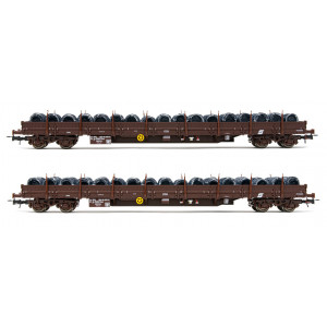 Rivarossi HR6484 Set de 2 wagons plats à ridelles Res, ÖBB, livrés bruns, chargés bobines de fil Rivarossi HR6484 - 5