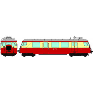 Ree Modeles VM003.S Autorail Billard A80 D des CFV N°316, Rubis/Crème, toit alu, Touristique, digital sonore Ree Modeles VM-003.