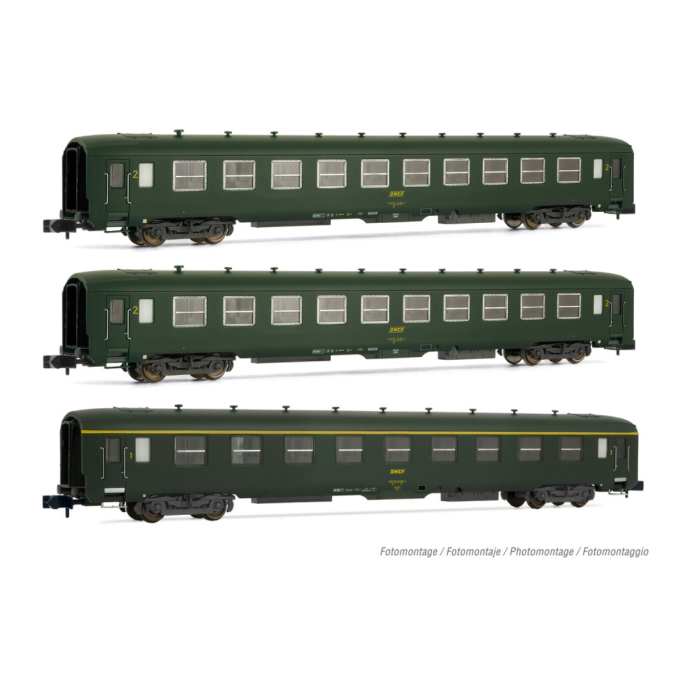 Arnold HN4385 Set de 3 voitures voyageurs DEV AO, A9/B10, logo encadré, échelle N Arnold HN4385 - 2 Arnold HN4385 Set de 3 voitures voyageurs DEV AO, A9/B10, logo encadré, échelle N Arnold HN4385 - 2