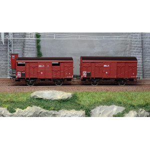 Ree modeles WB696 Set de 2 wagons couverts PLM 20 T, rouge Sideros Ree Modeles WB-696 - 2