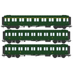 Ree modeles VB456 Set de 3 voitures voyageurs métallisées, ex-PLM, SNCF, A7 et B8, ep. III Ree Modeles VB-456 - 6