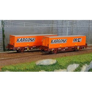 Jouef HJ6224 Set de 2 wagons plats Lgs, SNCF, avec conteneurs CNC Kargo70