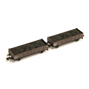 Arnold HN6492 Set de 2 wagons tombereaux type TTouw (avec des panneaux latéraux bas), chargé charbon, SNCF, échelle N Arnold HN6