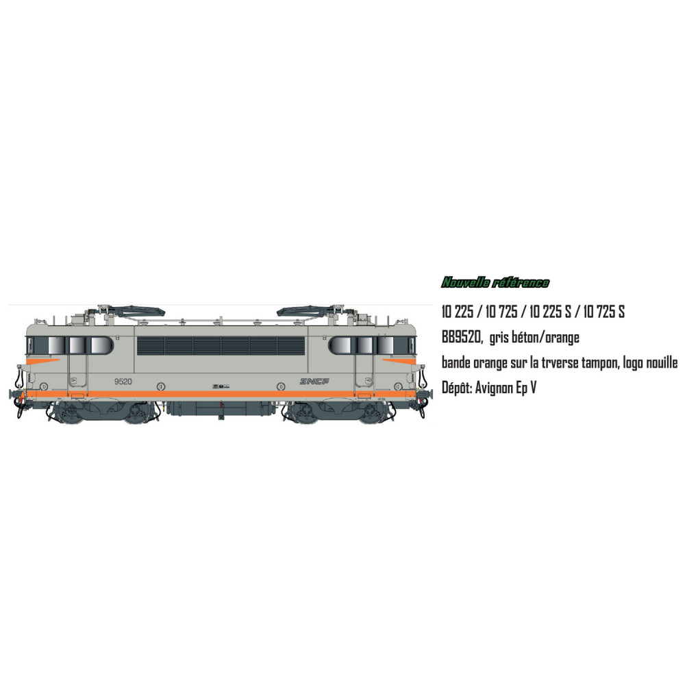 LS Models 10225 Locomotive électrique CC 9520, SNCF, gris béton / orange, logo nouille, Avignon Ls models Lsm 10225 - 1