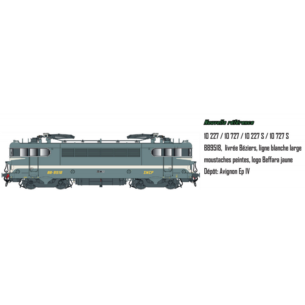 LS Models 10227 Locomotive électrique CC 9518, SNCF, vert, livrée Béziers, logo Beffara jaune, Avignon Ls models Lsm 10227 - 1 LS Models 10227 Locomotive électrique CC 9518, SNCF, vert, livrée Béziers, logo Beffara jaune, Avignon Ls models Lsm 10227 - 1