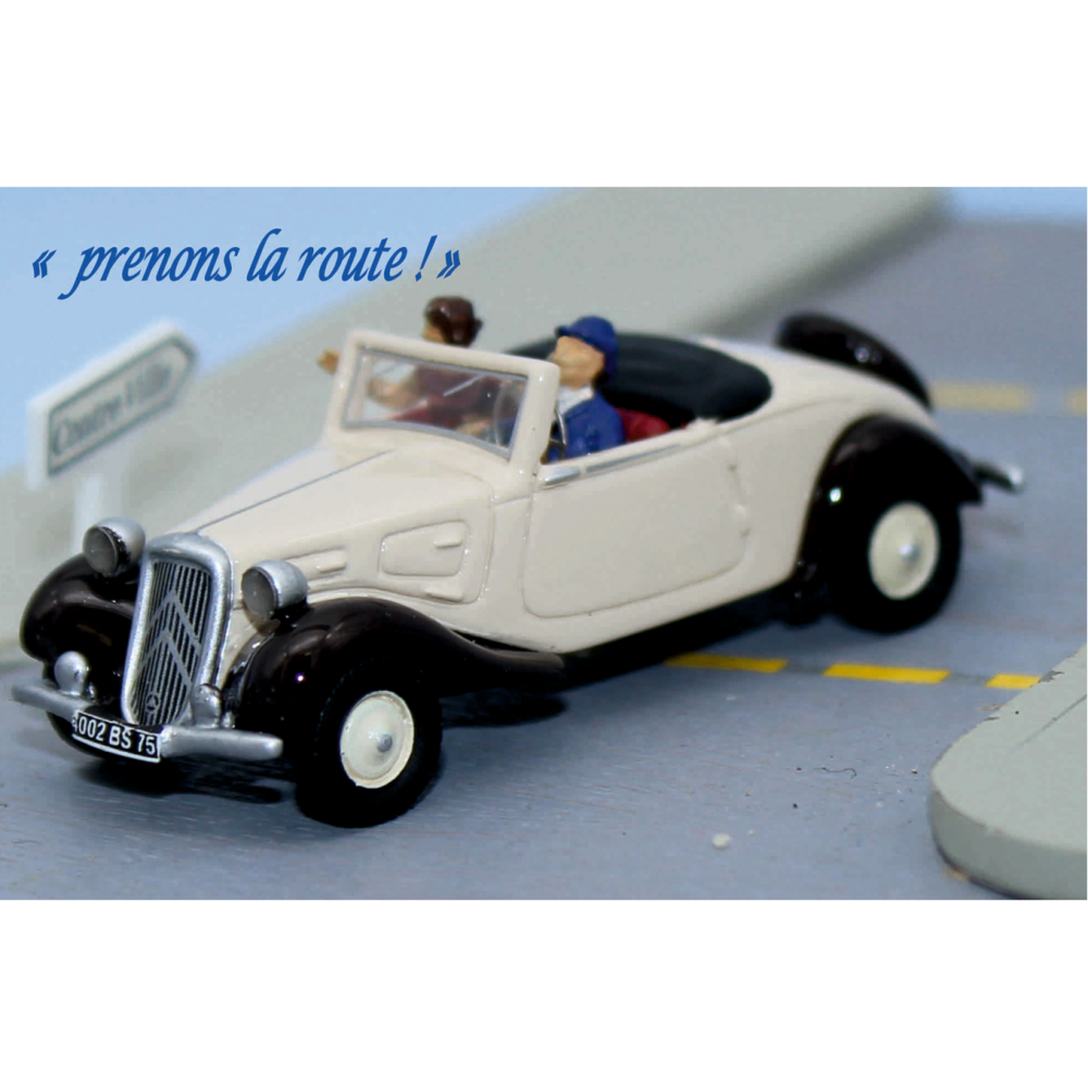 SAI 1604 Citroën Traction cabriolet ouvert beige avec un conducteur et un passager Sai Sai_1604 - 1