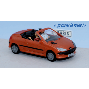 SAI 1633 Peugeot 206 CC ouverte tangerine, avec conducteur et 1 passager Sai Sai_1633 - 1