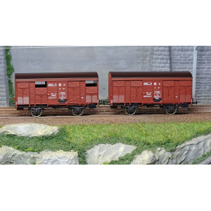 Ree modeles WB735 Set de 2 wagons Primeurs ex-couverts PLM 20 T, rouge Sideros, SNCF Ree Modeles WB-735 - 2