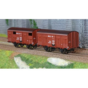 Ree modeles WB735 Set de 2 wagons Primeurs ex-couverts PLM 20 T, rouge Sideros, SNCF Ree Modeles WB-735 - 3