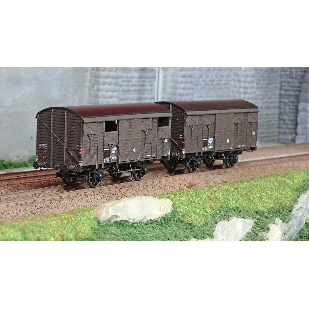 Ree modeles WB737 Set de 2 wagons Primeurs ex-couverts PLM 20 T, Brun Wagon 540, SNCF Ree Modeles WB-737 - 1