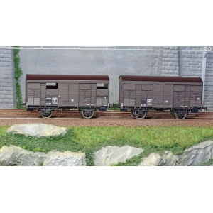 Ree modeles WB737 Set de 2 wagons Primeurs ex-couverts PLM 20 T, Brun Wagon 540, SNCF Ree Modeles WB-737 - 2