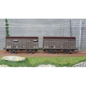 Ree modeles WB739 Set de 2 wagons Primeurs ex-couverts PLM 20 T, Brun Wagon 540, SNCF Ree Modeles WB-739 - 2