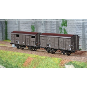 Ree modeles WB739 Set de 2 wagons Primeurs ex-couverts PLM 20 T, Brun Wagon 540, SNCF Ree Modeles WB-739 - 3