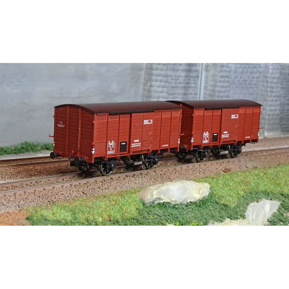 Ree modeles WB743 Set de 2 wagons Primeurs Type 2 ex-10T PLM, rouge sideros, SNCF Ree Modeles WB-743 - 1