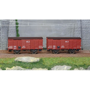 Ree modeles WB743 Set de 2 wagons Primeurs Type 2 ex-10T PLM, rouge sideros, SNCF Ree Modeles WB-743 - 2