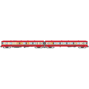 REE Modeles NW202 Autorail EAD X-4524 + Remorque XR-8534, toit rouge, 3 feux, logo SNCF nouilles, dépôt Sotteville Ree Modeles N