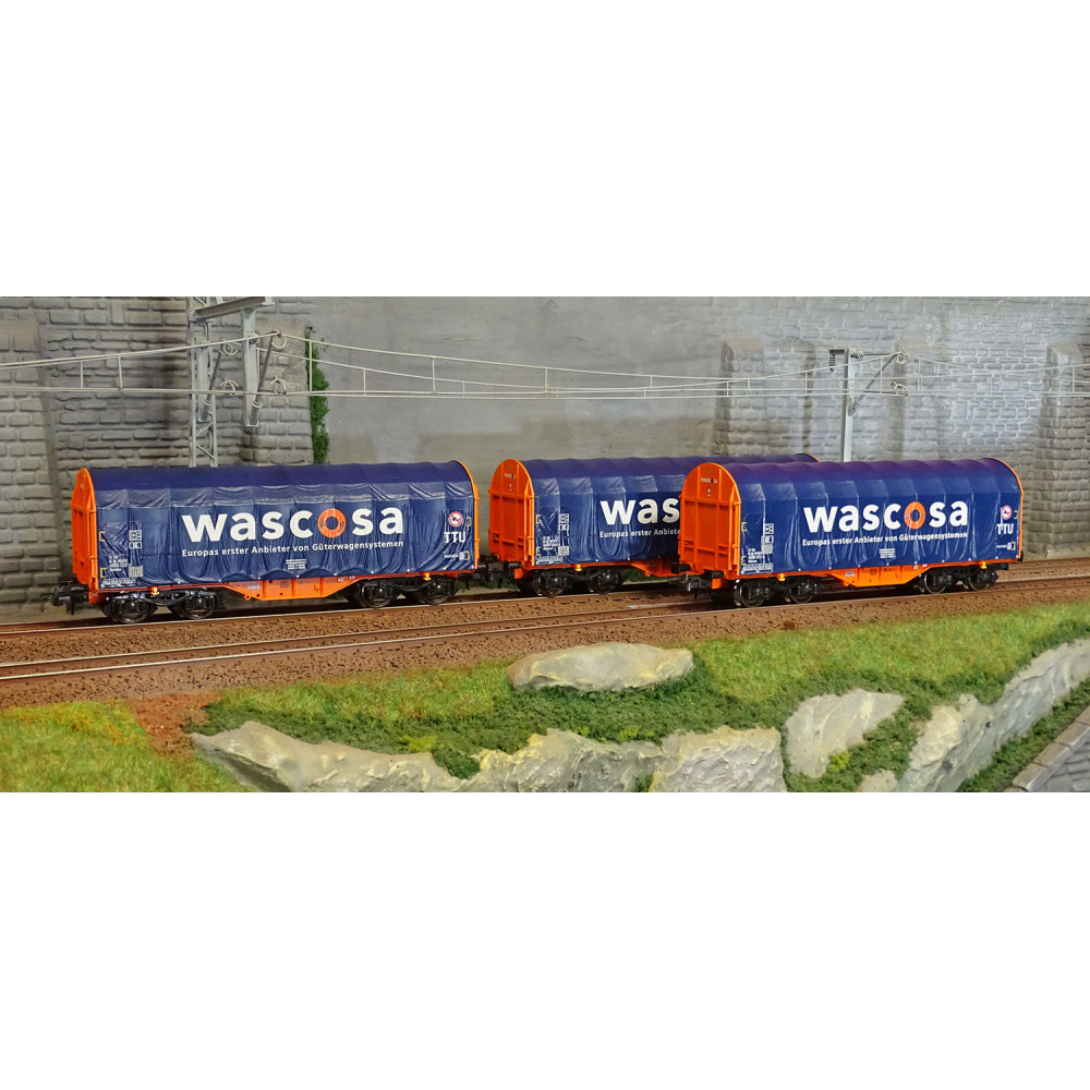 Roco 76009 Set de 3 wagons à bâche coulissante type Shimmns, Wascosa Roco Roco_76009 - 1