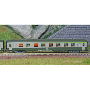 REE Modeles NW278 Set de 2 voitures voyageurs DEV AO, SNCF, 2x B8, gris/vert, logo encadré blanc, cartouche corail, ep.IV-V Ree 