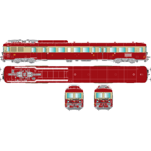 R37 HO41056DS Autorail ZABD 7119 SNCF, rouge et crème, toit rouge, feux rouges additionnels, dépôt Avignon, digital sonorisée Ra