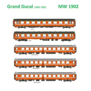 Models Word 1902 Set de 5 Voitures Bruxelles-Luxembourg, EC 102/103 Grand Ducal (1989-1991), SNCB/NMBS Models World MW_1902 - 2