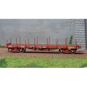 Ree modeles WB549 Wagon Plat TP, brun, ranchers longs/courts, bogies, SNCF Ree Modeles WB-549 - 2