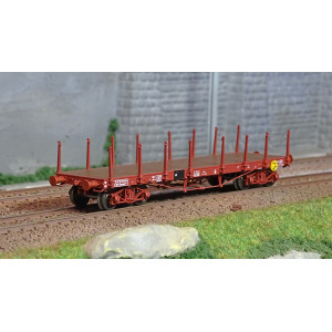 Ree modeles WB550 Wagon Plat TP, brun, ranchers longs, bogies, SNCF Ree Modeles WB-550 - 1