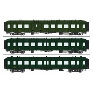 Ree Modeles VB382 Set de 3 voitures voyageurs OCEM RA Courte, SNCF, B4D / B9 Toit Vert, ep. III Ree Modeles VB-382 - 6