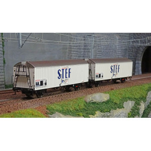 Ls Models 30235 Set de 2 wagons frigorifiques HI, courts, STEF bleu, toit gris, marquage SNCF pré UIC Ls models Lsm_30235 - 1