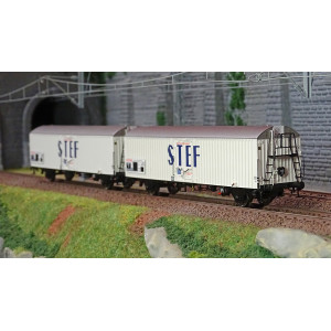 Ls Models 30235 Set de 2 wagons frigorifiques HI, courts, STEF bleu, toit gris, marquage SNCF pré UIC Ls models Lsm_30235 - 4