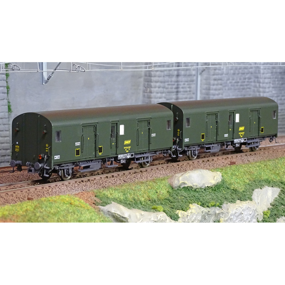 Models World 30318 Set de 2 fourgons à bagages, SNCF, Dd2ai, Vert 301, marquage UIC, feux fin de convoi Models World MW_30318 - 