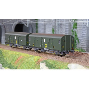 Models World 30318 Set de 2 fourgons à bagages, SNCF, Dd2ai, Vert 301, marquage UIC, feux fin de convoi Models World MW_30318 - 