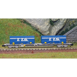 Arnold HN6582 Wagon porte conteneurs à bogies type Sgnss, Novatrans, SNCF, chargés 2 conteneurs T.T.S 22', échelle N Arnold HN65