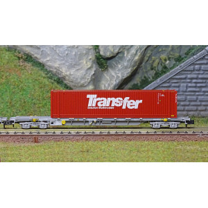Arnold HN6584 Set de 2 wagons porte conteneurs à bogies type Sgss, Novatrans, SNCF, chargés conteneurs Trans-Fer 45', échelle N 