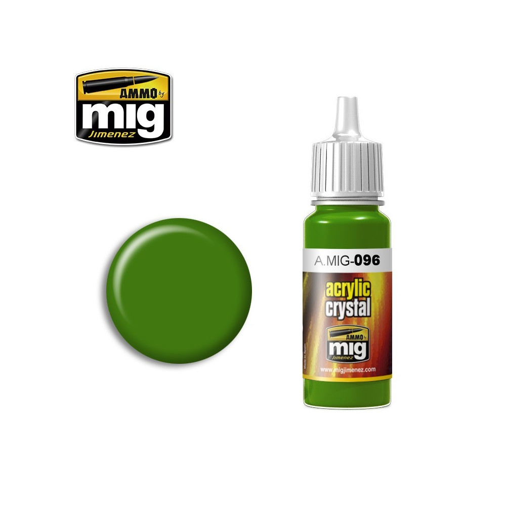 Peinture acrylique VERT CRISTAL PÉRISCOPE (ET FEU ARRIÈRE ALLUMÉ) 17ml Mig AMMO - MIG Jimenez A.MIG-0096 - 1