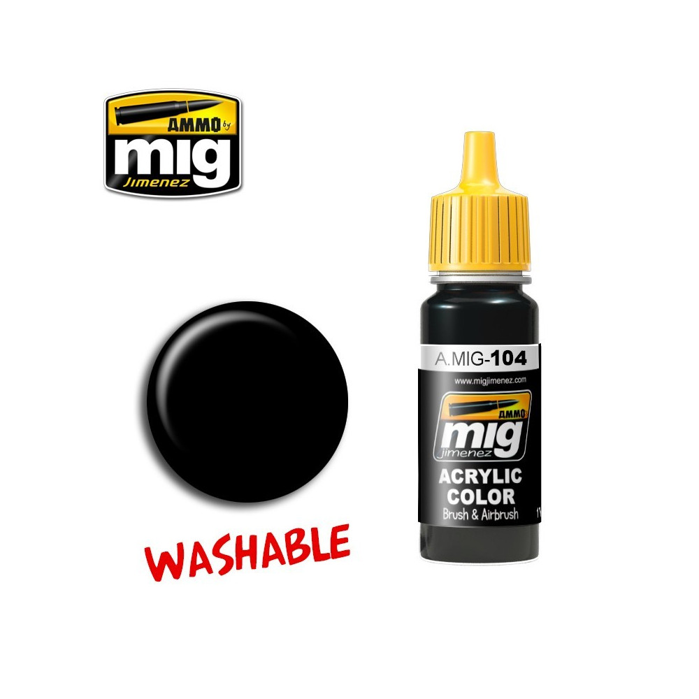 Peinture acrylique NOIR LAVABLE 17ml Mig AMMO - MIG Jimenez A.MIG-0104 - 1