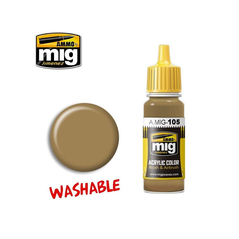 Peinture acrylique POUSSIÈRE LAVABLE (RAL 8000) 17ml Mig AMMO - MIG Jimenez A.MIG-0105 - 1