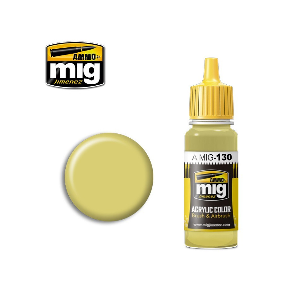 Peinture acrylique JAUNE DÉLAVÉ 17ml Mig AMMO - MIG Jimenez A.MIG-0130 - 1