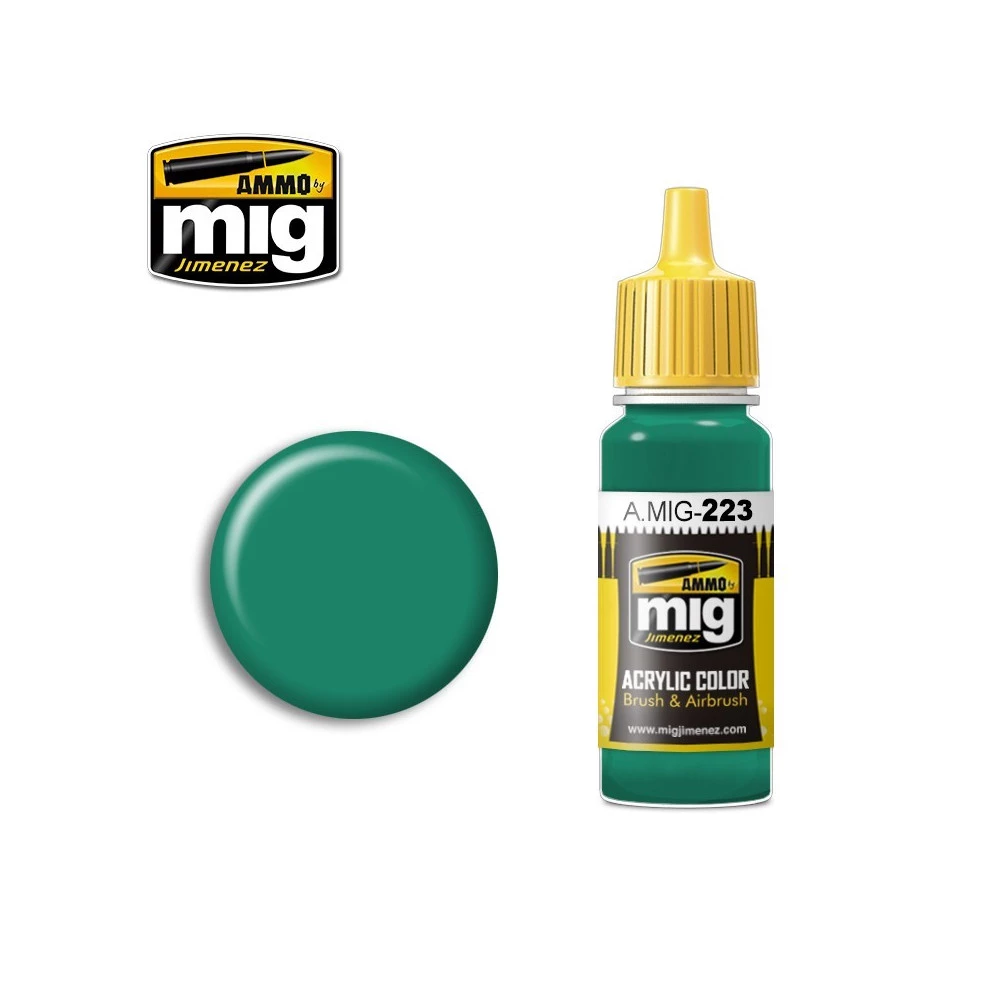 Peinture acrylique VERT TURQUOISE INTÉRIEUR 17ml Mig AMMO - MIG Jimenez A.MIG-0223 - 1 Peinture acrylique VERT TURQUOISE INTÉRIEUR 17ml Mig AMMO - MIG Jimenez A.MIG-0223 - 1