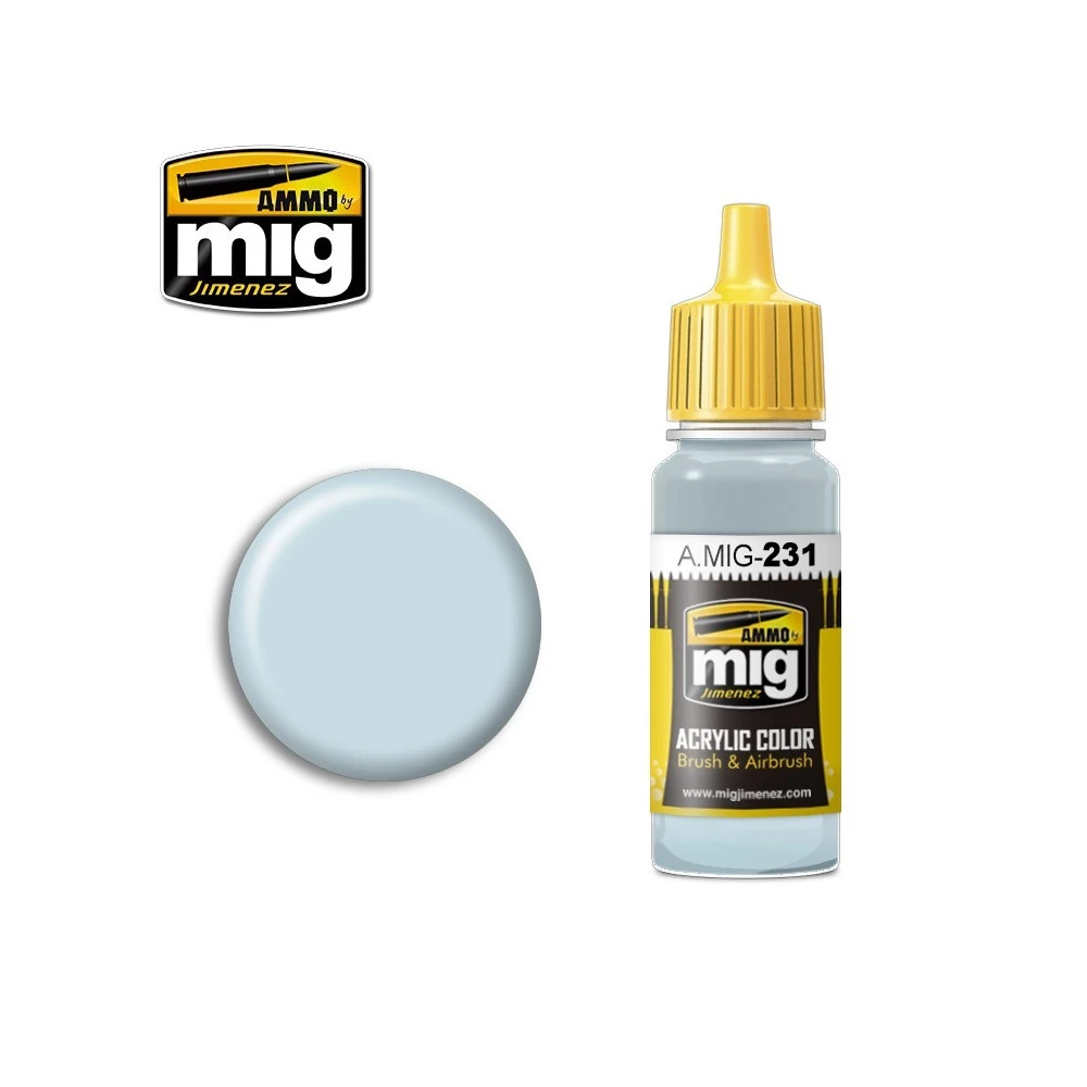 Peinture acrylique RLM 65 BLEU CLAIR 17ml Mig AMMO - MIG Jimenez A.MIG-0231 - 1 Peinture acrylique RLM 65 BLEU CLAIR 17ml Mig AMMO - MIG Jimenez A.MIG-0231 - 1