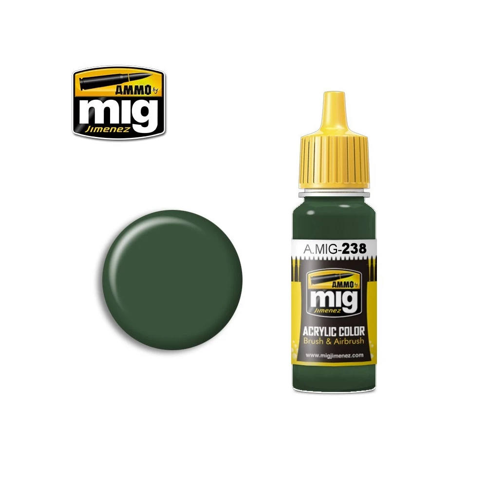 Peinture acrylique FS 34092 VERT MOYEN 17ml Mig AMMO - MIG Jimenez A.MIG-0238 - 1 Peinture acrylique FS 34092 VERT MOYEN 17ml Mig AMMO - MIG Jimenez A.MIG-0238 - 1