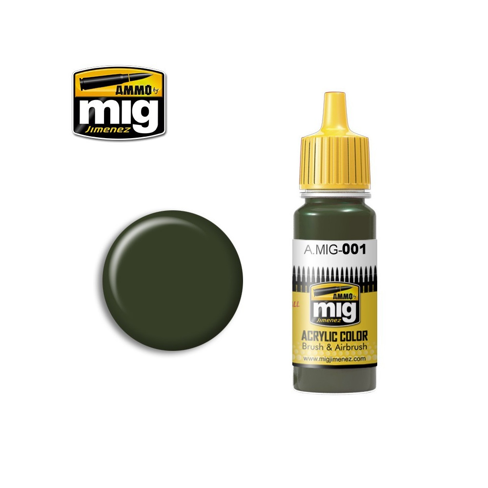 Peinture acrylique RAL 6003 VERT OLIVE OPT.1 17ml Mig AMMO - MIG Jimenez A.MIG-0001 - 1