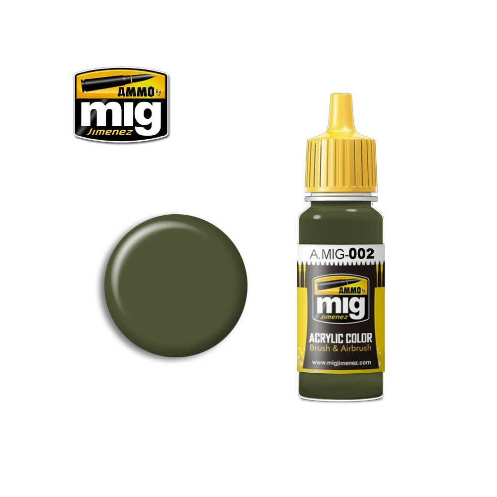 Peinture acrylique RAL 6003 VERT OLIVE OPT.2 17ml Mig AMMO - MIG Jimenez A.MIG-0002 - 1