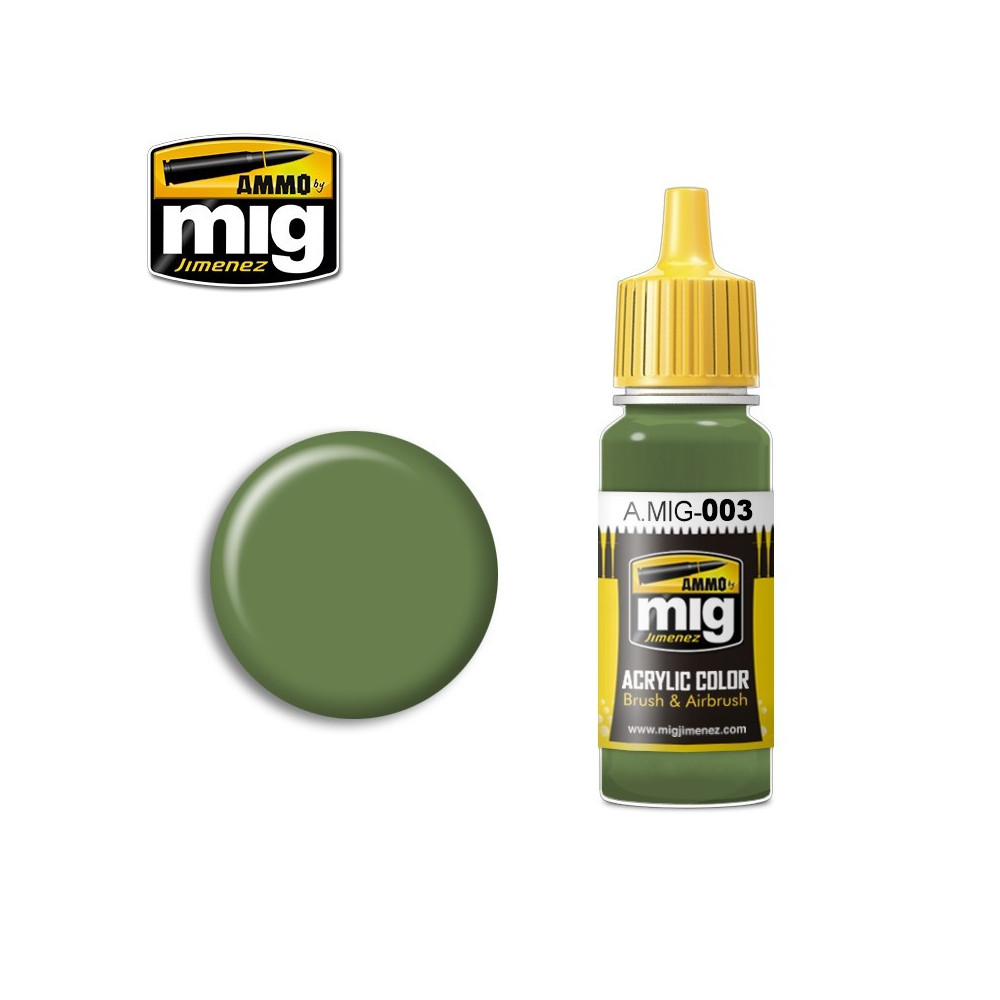 Peinture acrylique RAL 6011 VERT RÉSÉDA 17ml Mig AMMO - MIG Jimenez A.MIG-0003 - 1